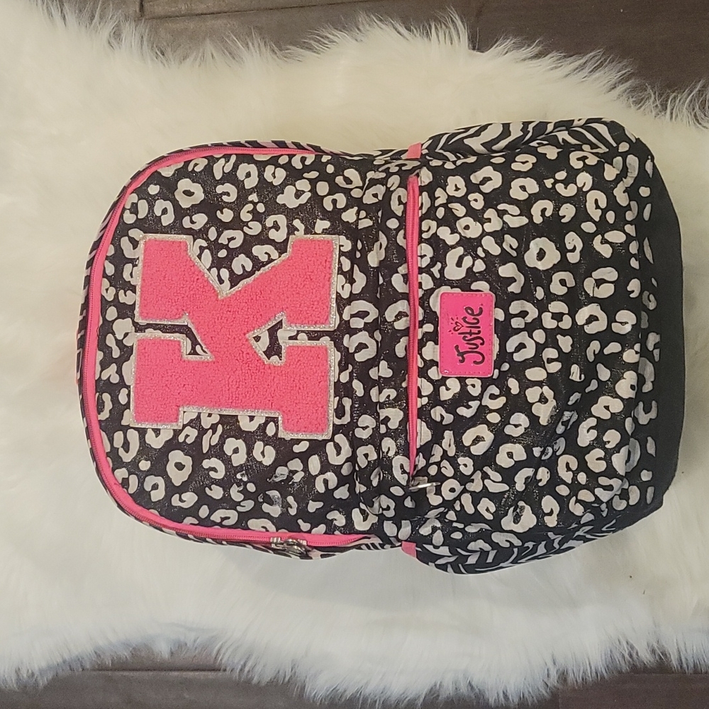 Justice Zebra Print "K" Backpack (Part of a Set)
